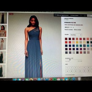 David’s Bridal Long One Shoulder Lace Dress